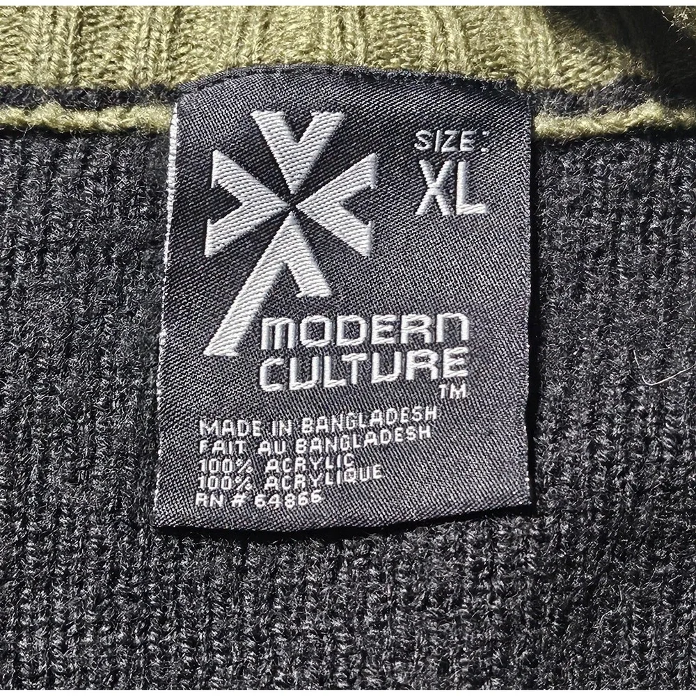 Modern Culture‎ Full Zip Cardigan Sweater Long Sleeve Mock Neck Mens Size XL
